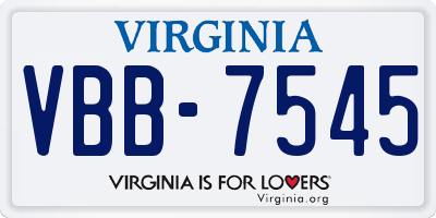 VA license plate VBB7545