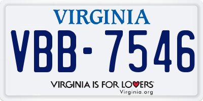 VA license plate VBB7546