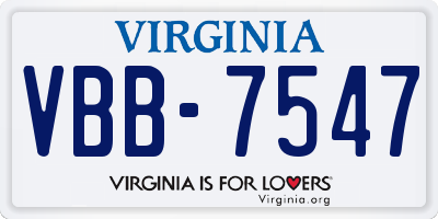 VA license plate VBB7547