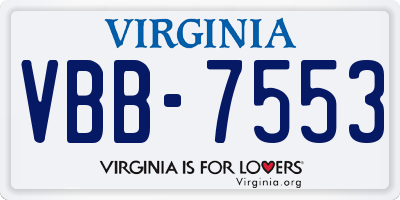 VA license plate VBB7553