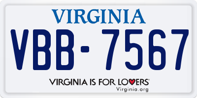 VA license plate VBB7567