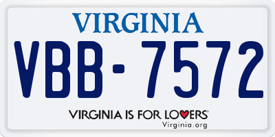 VA license plate VBB7572