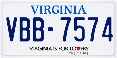 VA license plate VBB7574
