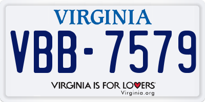 VA license plate VBB7579