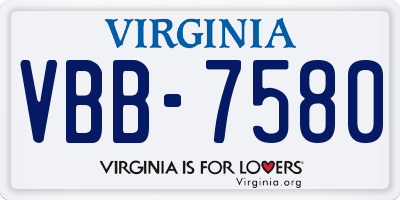 VA license plate VBB7580
