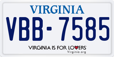 VA license plate VBB7585