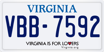 VA license plate VBB7592