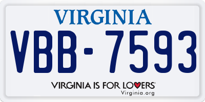 VA license plate VBB7593