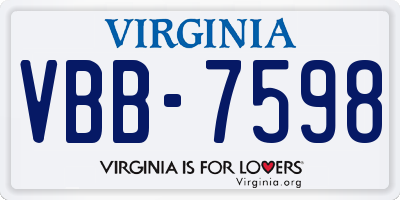 VA license plate VBB7598