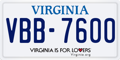 VA license plate VBB7600