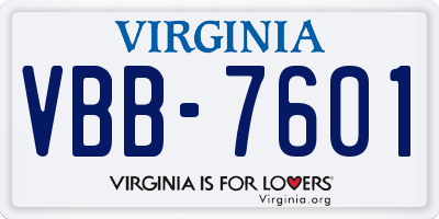 VA license plate VBB7601