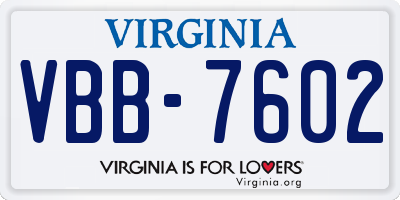 VA license plate VBB7602