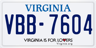 VA license plate VBB7604