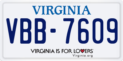 VA license plate VBB7609