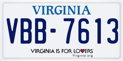 VA license plate VBB7613