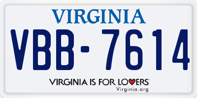 VA license plate VBB7614