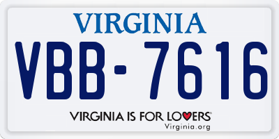 VA license plate VBB7616