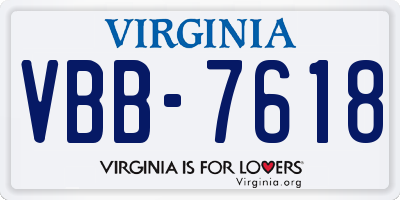 VA license plate VBB7618