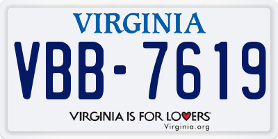 VA license plate VBB7619