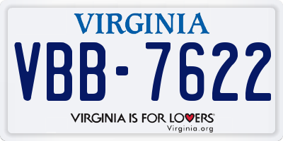 VA license plate VBB7622
