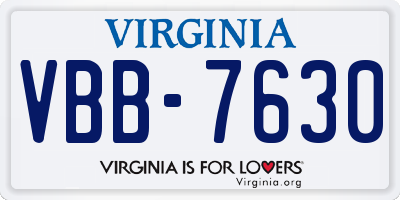 VA license plate VBB7630