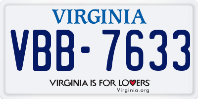 VA license plate VBB7633