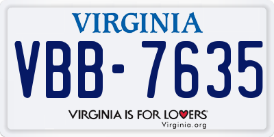 VA license plate VBB7635