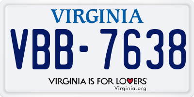 VA license plate VBB7638