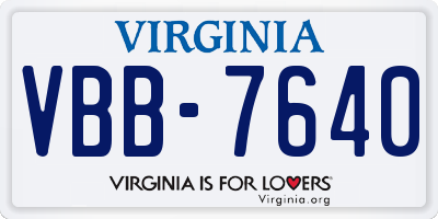 VA license plate VBB7640