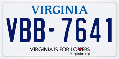 VA license plate VBB7641