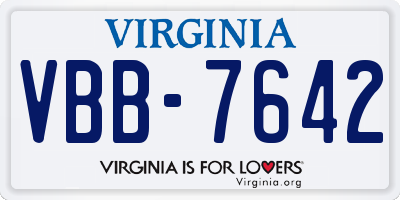 VA license plate VBB7642