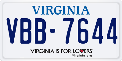 VA license plate VBB7644
