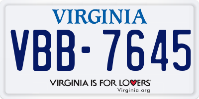 VA license plate VBB7645