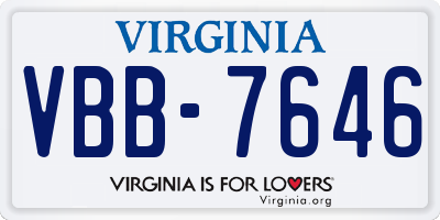 VA license plate VBB7646