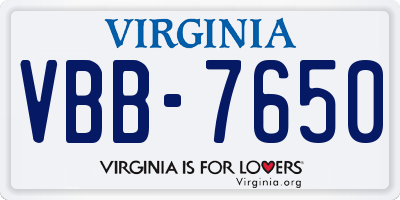VA license plate VBB7650