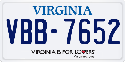 VA license plate VBB7652