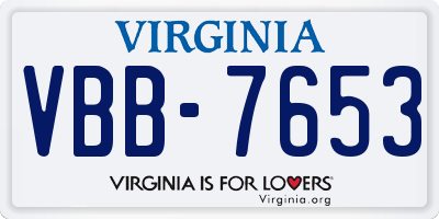 VA license plate VBB7653
