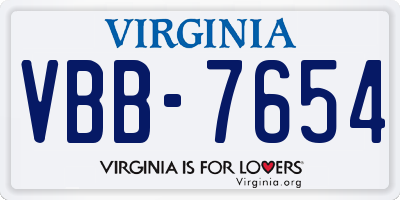 VA license plate VBB7654