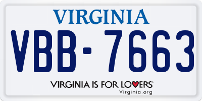 VA license plate VBB7663