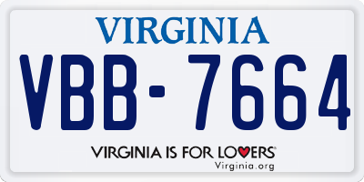 VA license plate VBB7664