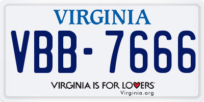 VA license plate VBB7666