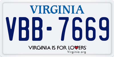 VA license plate VBB7669