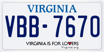 VA license plate VBB7670