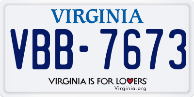 VA license plate VBB7673