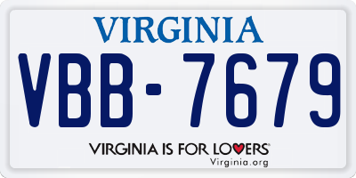 VA license plate VBB7679
