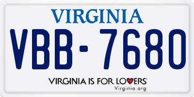 VA license plate VBB7680