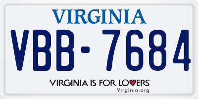 VA license plate VBB7684
