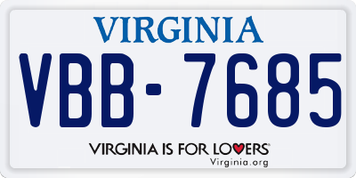 VA license plate VBB7685