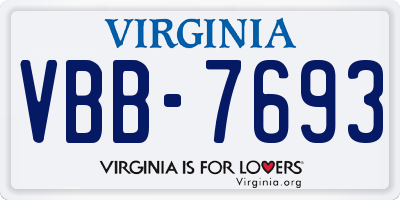 VA license plate VBB7693