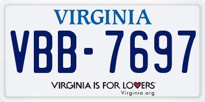 VA license plate VBB7697